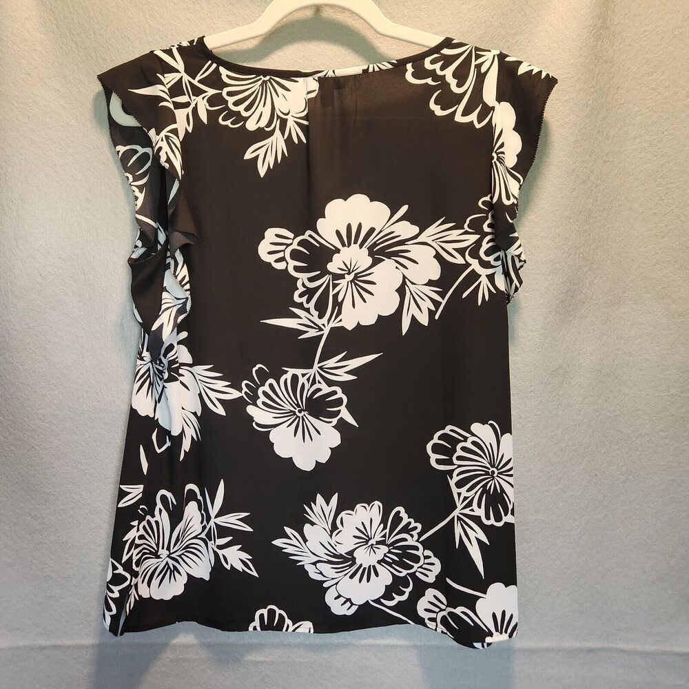 Leaving Closet Soon! Talbots Black Floral Short Sleeve Blouse C0073 - Picture 6 of 6